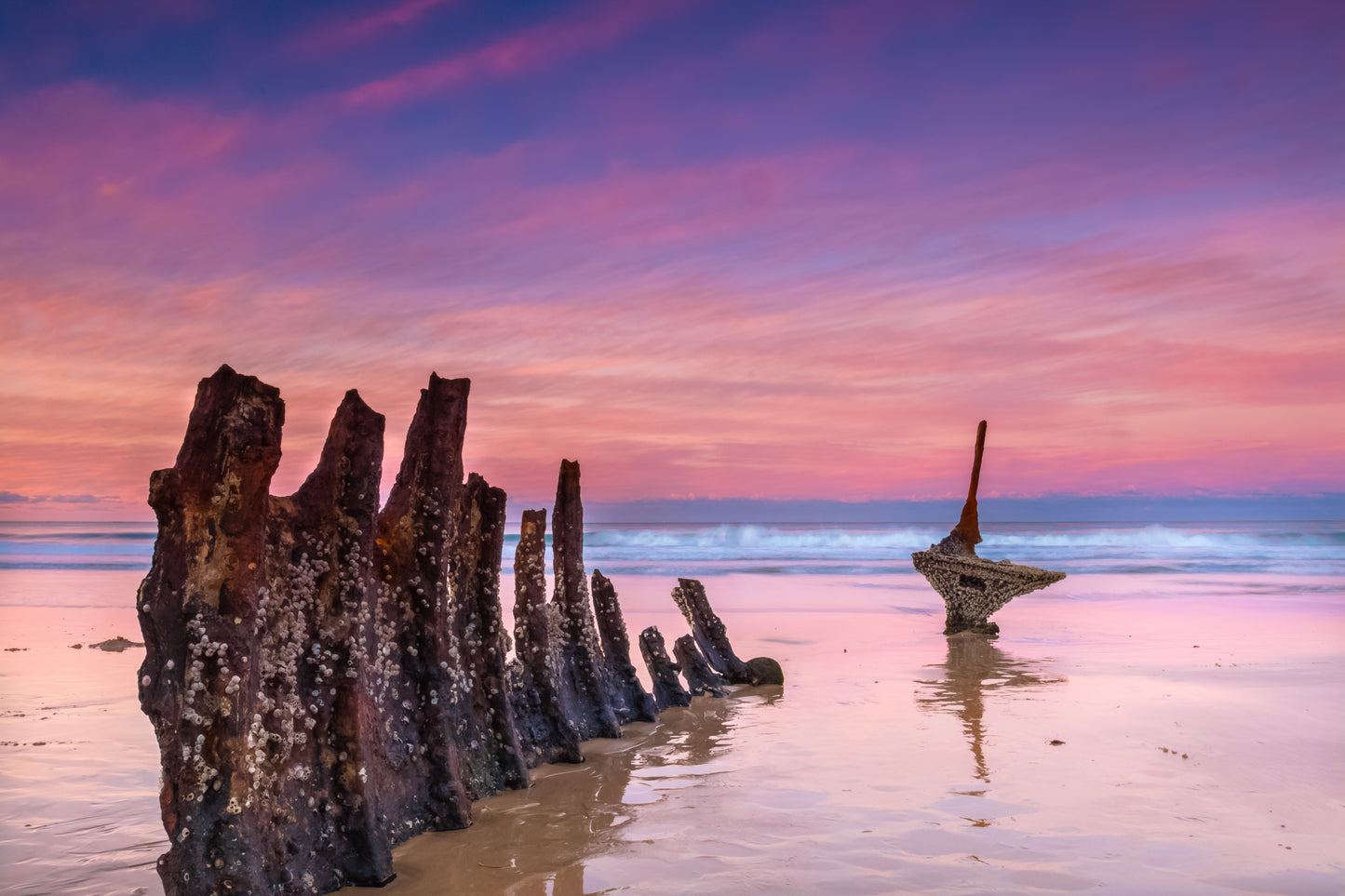 Dicky Beach Wreck Sunset - Photography Sunshine Coast