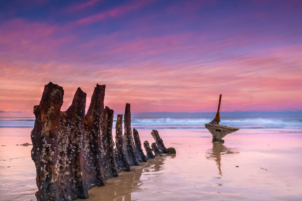Dicky Beach Wreck Sunset - Photography Sunshine Coast